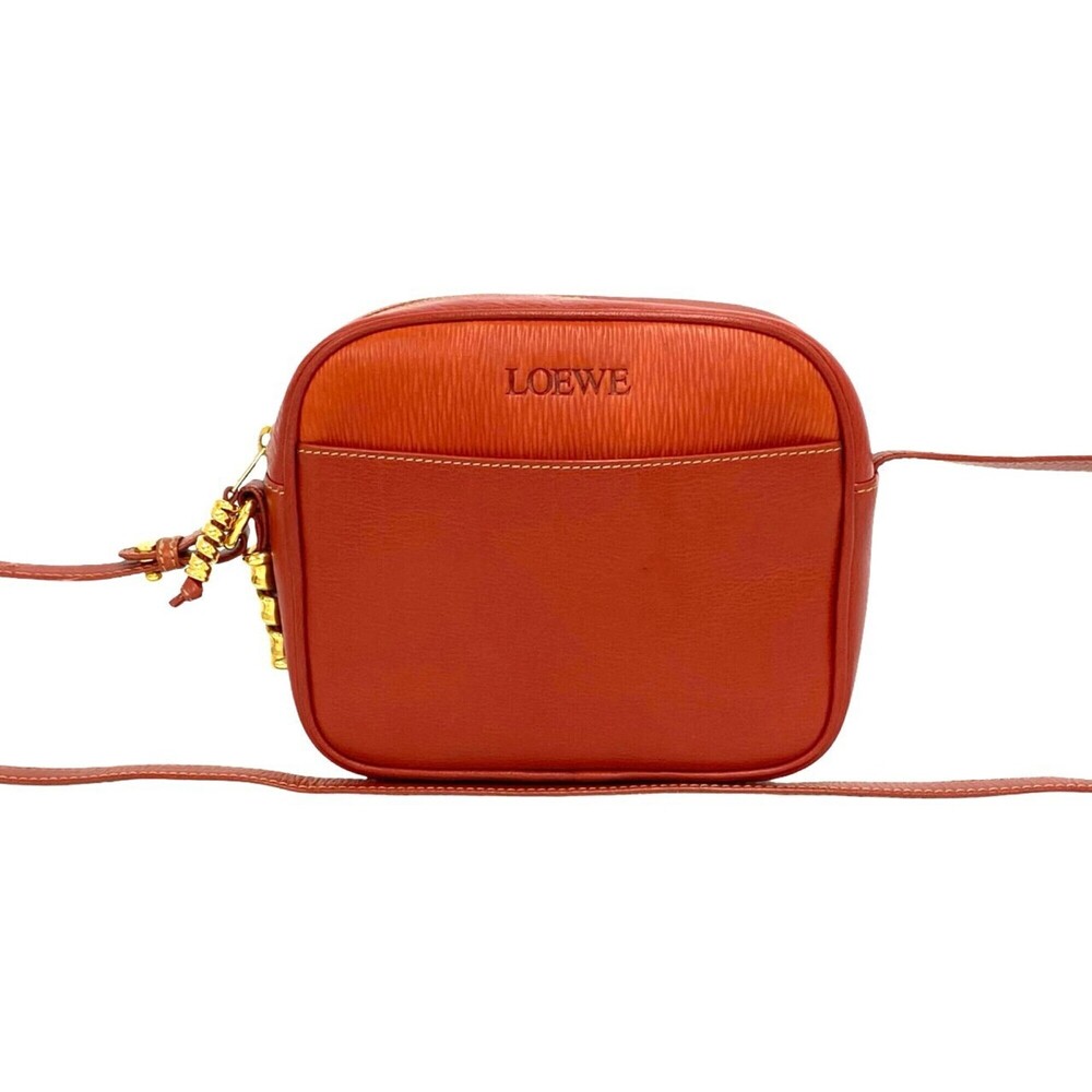 LOEWE Vintage Velázquez Twist Hardware Logo Engraved Leather Shoulder Bag Pou...